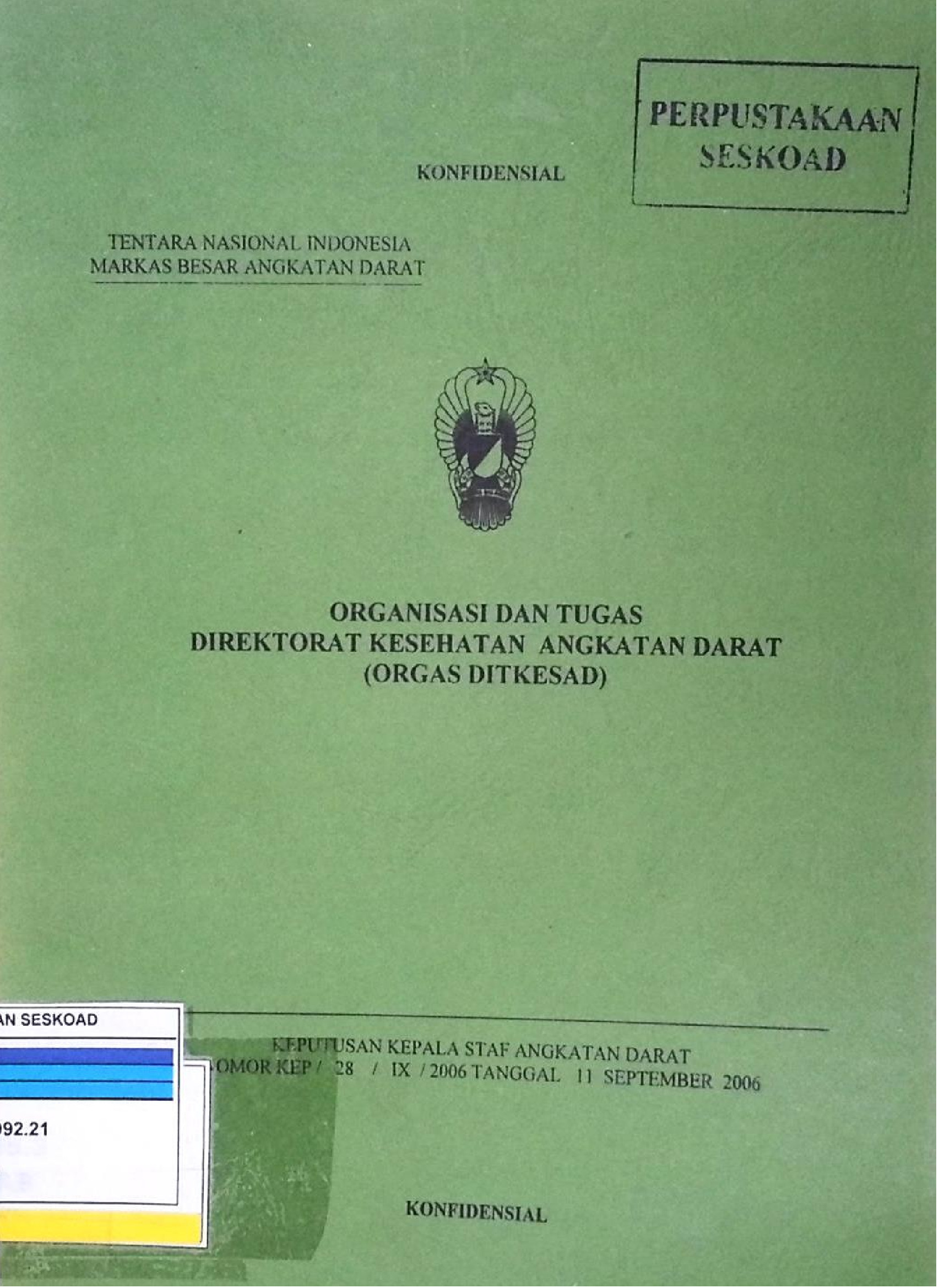 Organisasi Dan Tugas Direktorat Kesehatan Angkatan Darat (Orgas Ditkesad)